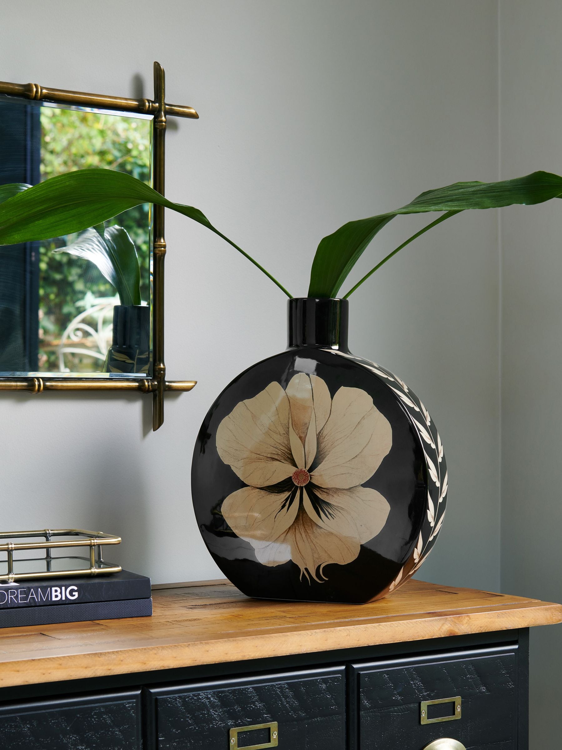 Rockett St George Black Large Floral Vase
