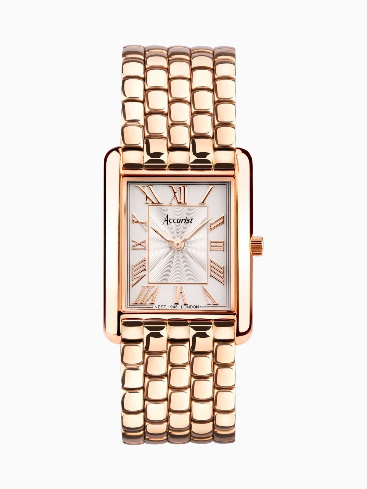 Ladies Rose Gold Tone Rectangular Stainless Steel Bracelet Watch 26mm