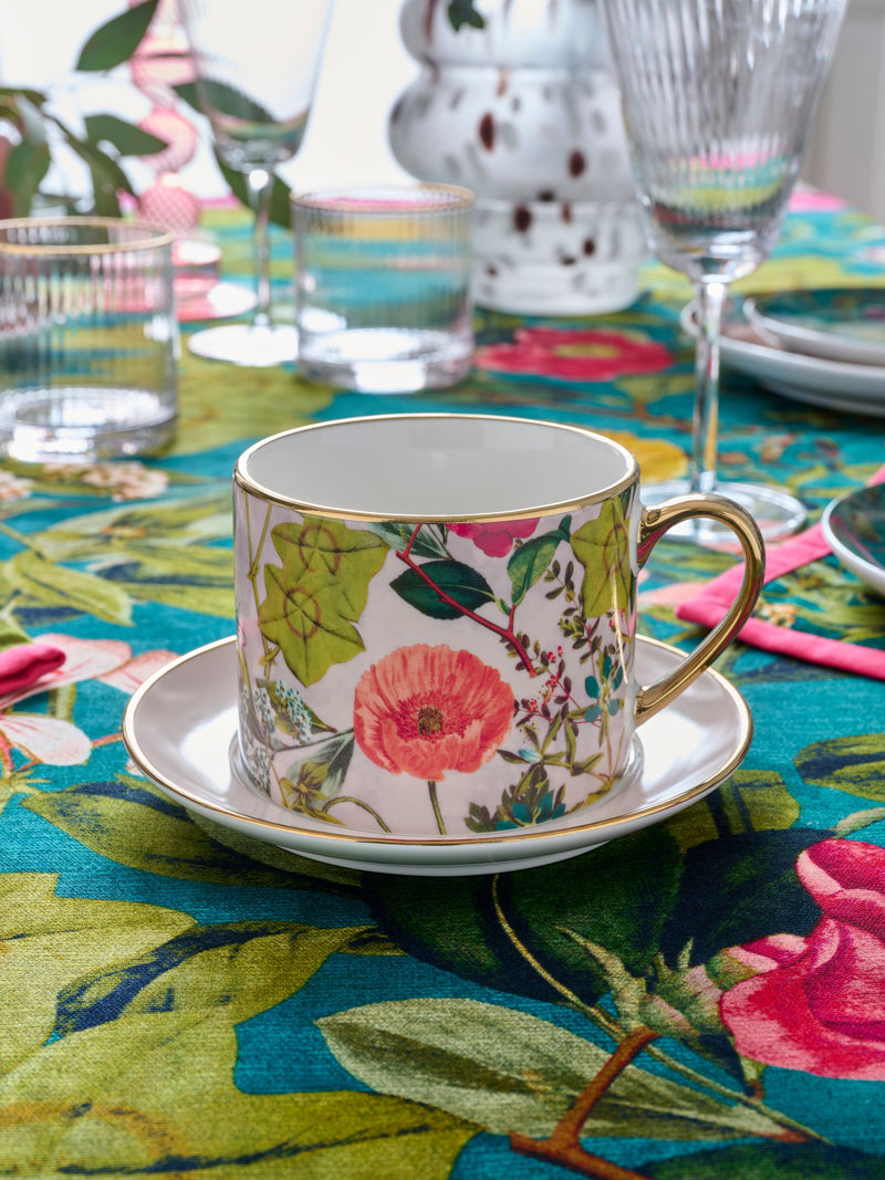 Clarke & Clarke Passiflora cup and saucer set - British product
