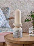 William Morris Cream Leaf Candle Holder Stoneware 14cm (British brand)