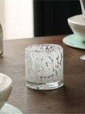 Nina Campbell white confetti glass tea light candle holder, imported from the UK