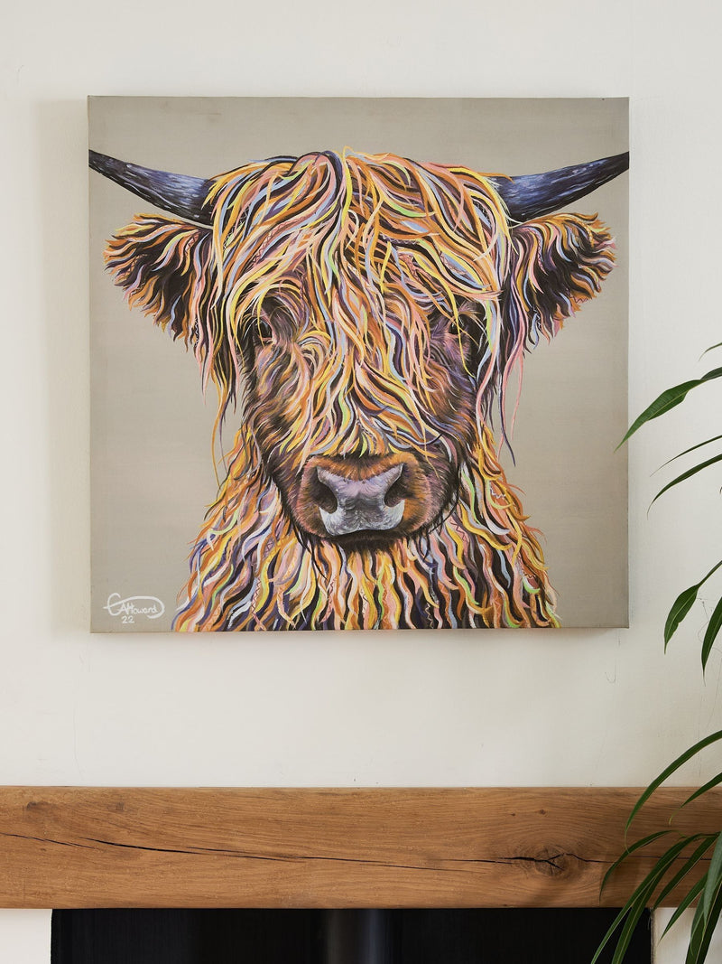 Natural Artist Collection Harry The Highland Cow by Emily Howard Medium Canvas Wall Art