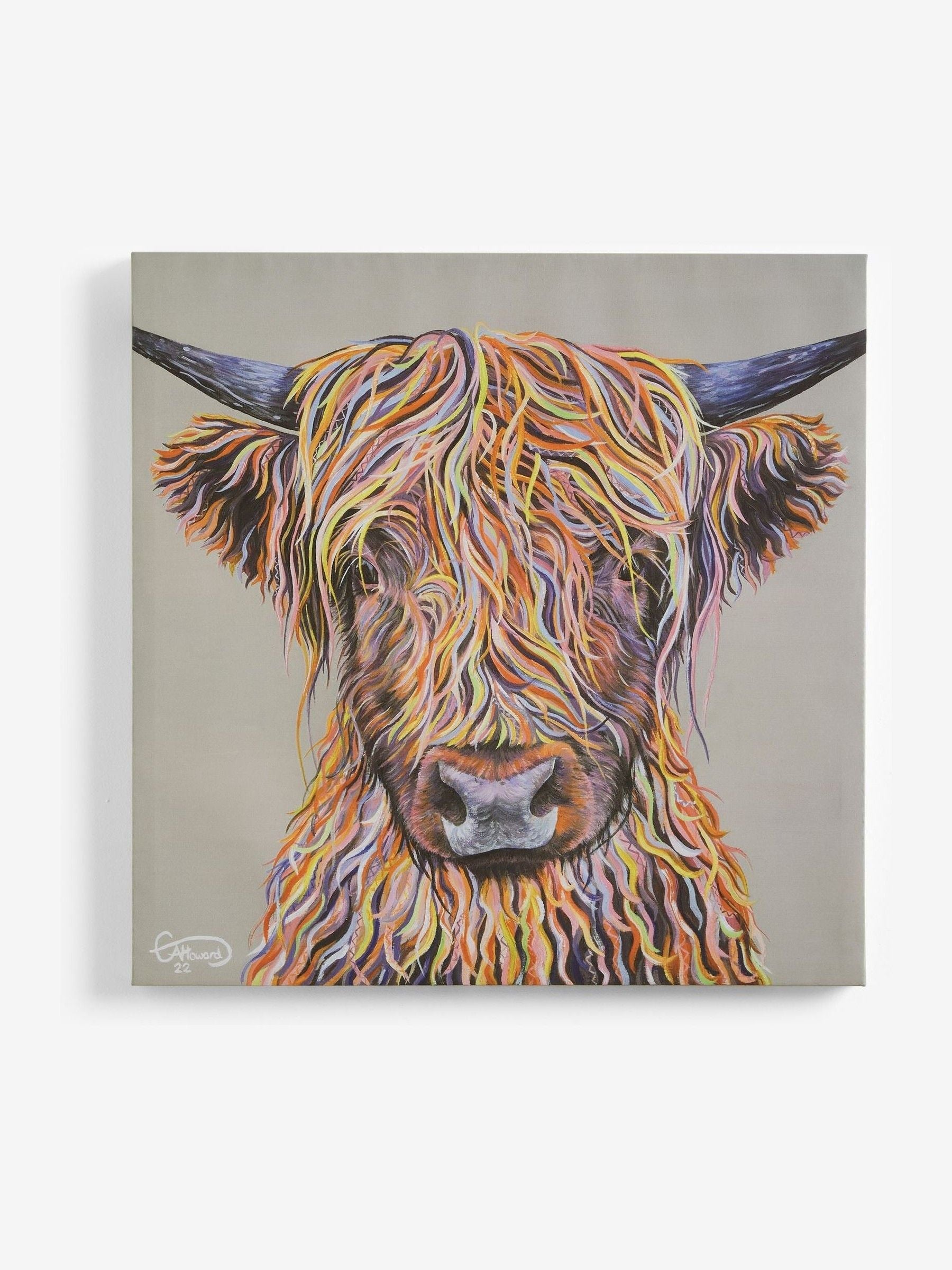 Natural Artist Collection Harry The Highland Cow by Emily Howard Medium Canvas Wall Art