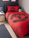 Manchester United red duvet cover and pillowcase set, imported from the UK