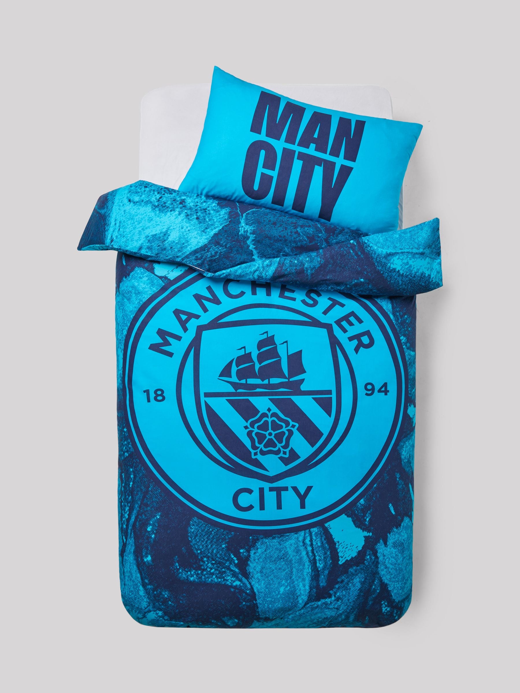 NEXT Blue Manchester City single duvet cover and pillowcase set - British product