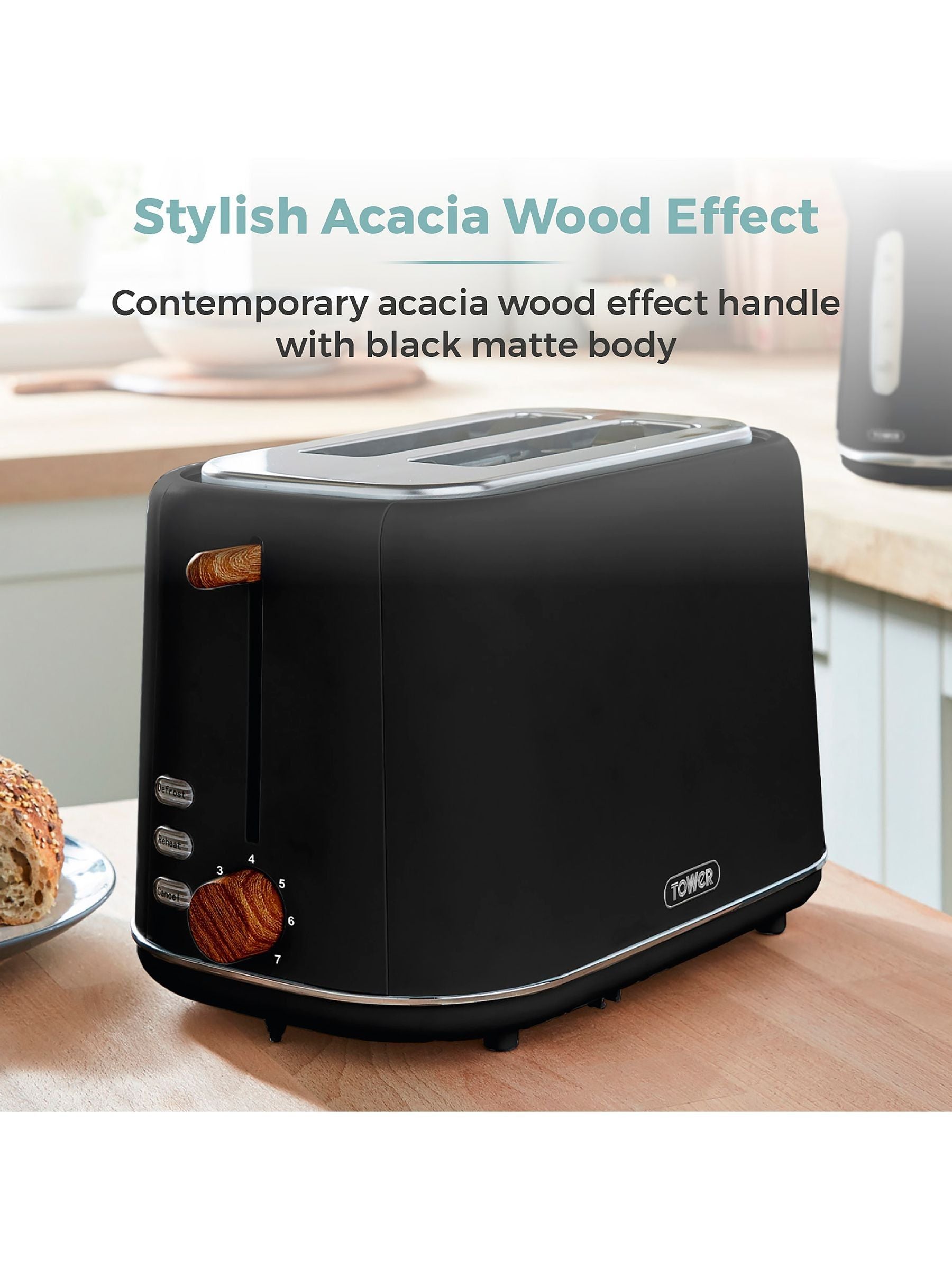 Tower Black Scandi 2 Slice Toaster (British brand)