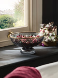 Blue Ribbed Glass Decorative Bowl