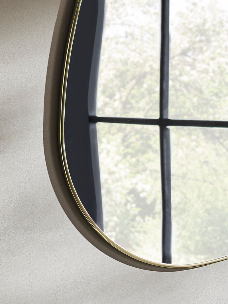 Gold pebble round bathroom wall mirror 62cm x 43.5cm - British product