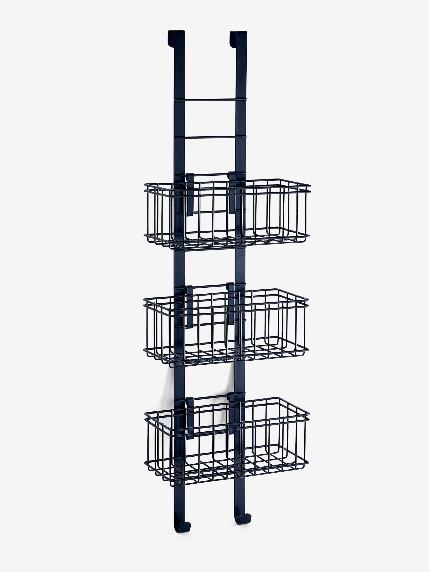 Black adjustable shelf shower caddy - British product