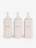 Natural rib refillable dispenser bottles set of 3, imported from the UK