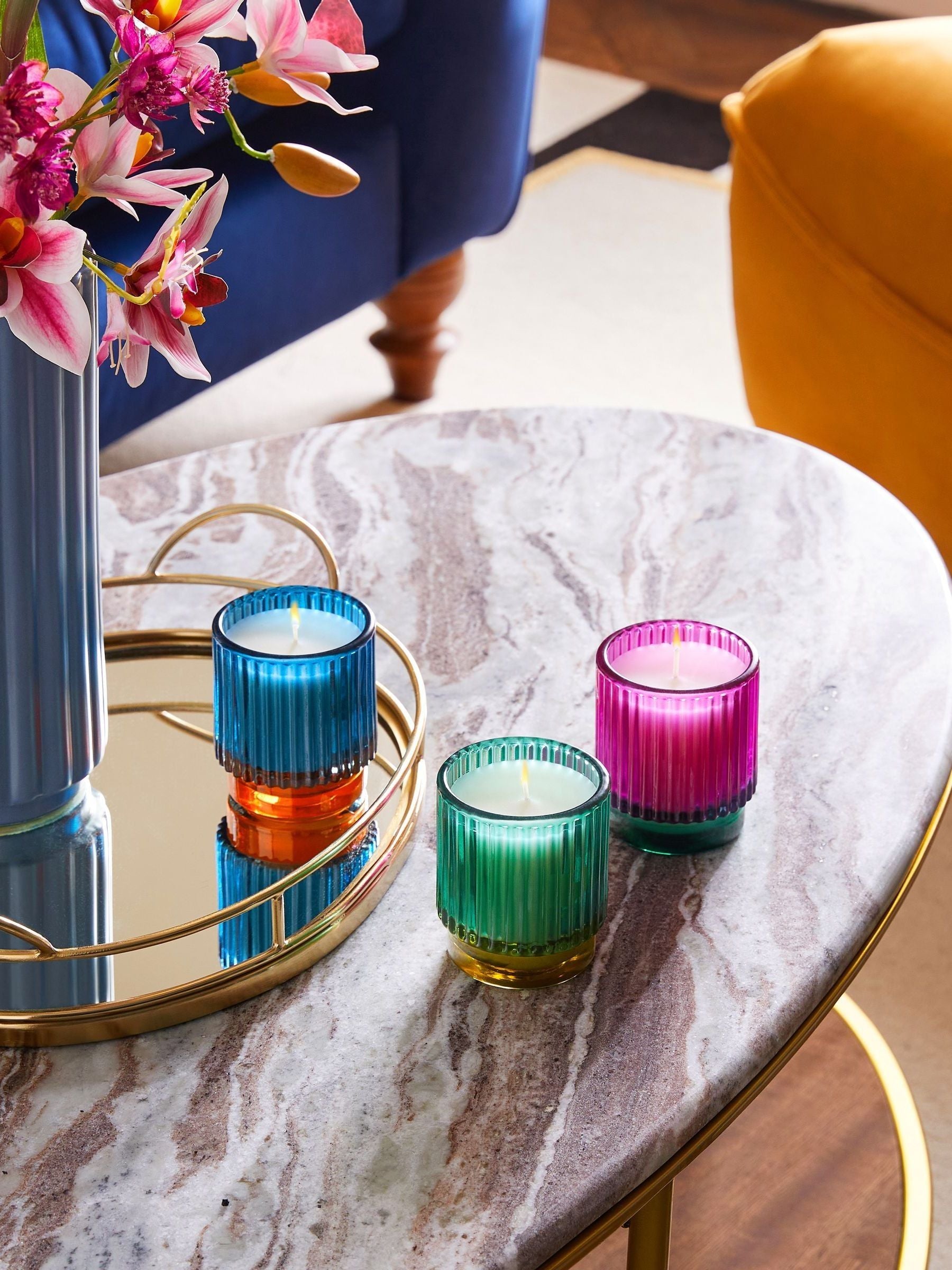 Dark Orchid and Patchouli Peacock Set of 3 Candle