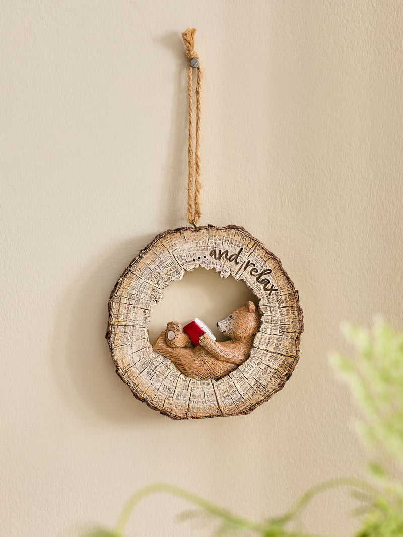 Bertie Bear Natural Reading Hanging Decoration, imported from the UK