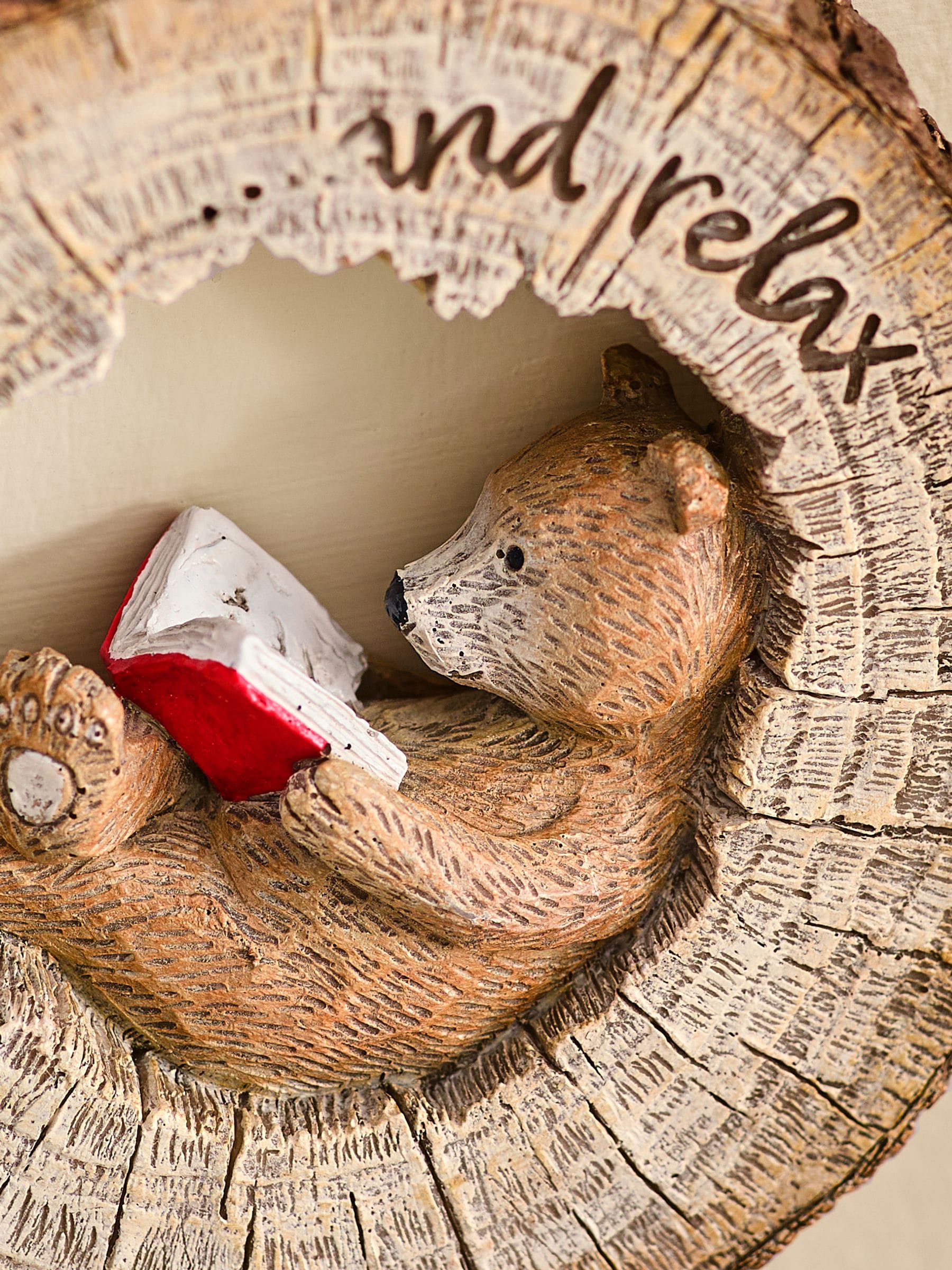 Bertie Bear Natural Reading Hanging Decoration, imported from the UK