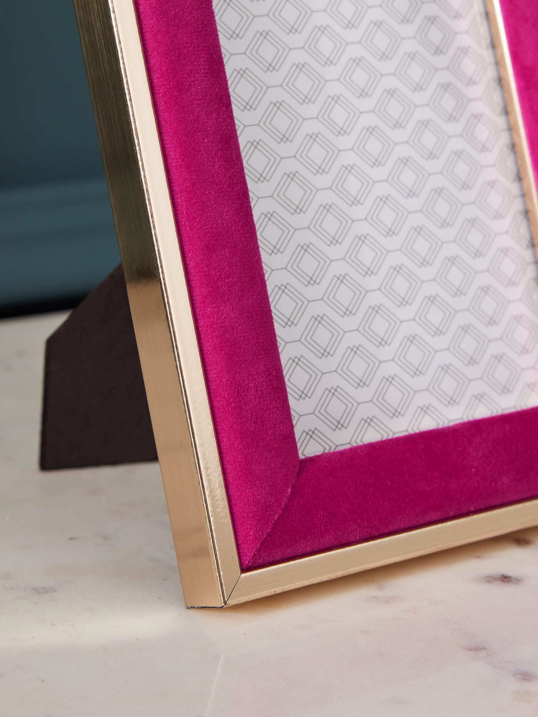 Pink velvet photo frame, imported from the UK