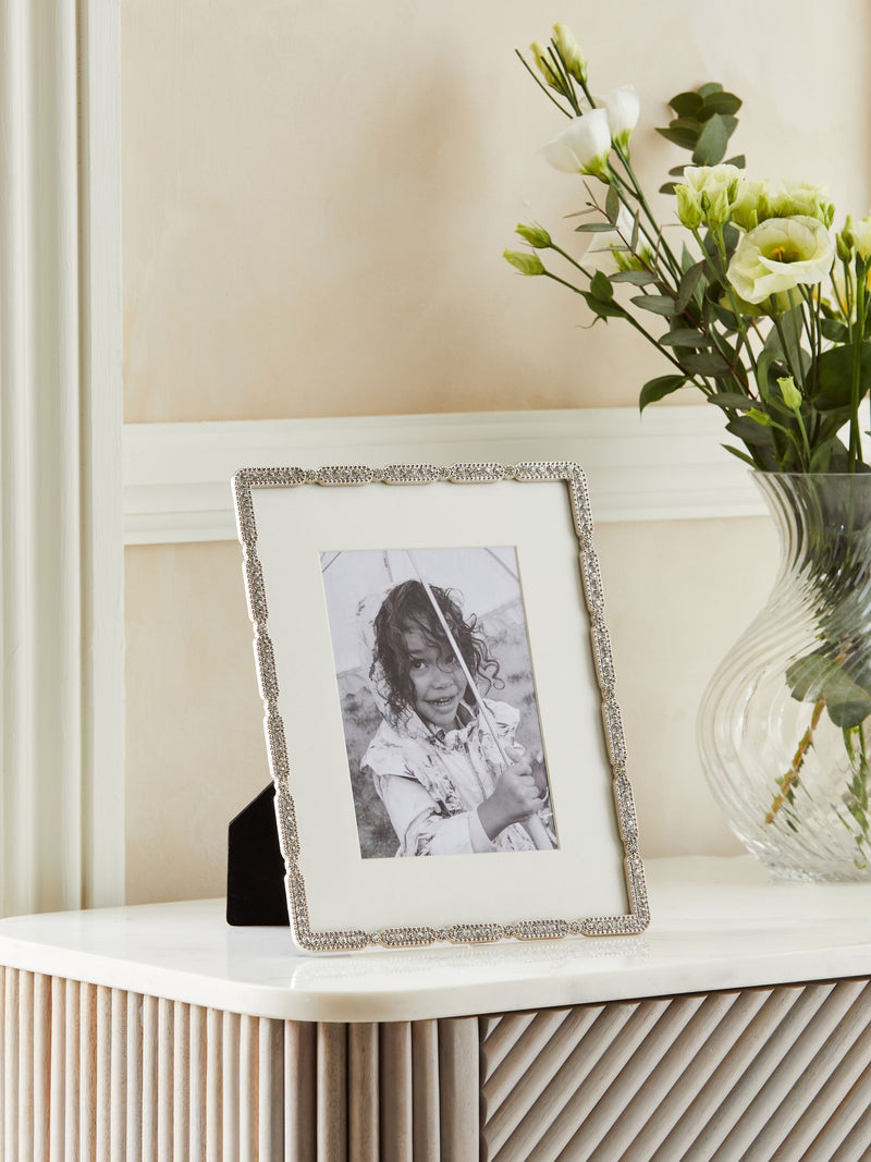 Silver Metal Diamante Photo Frame