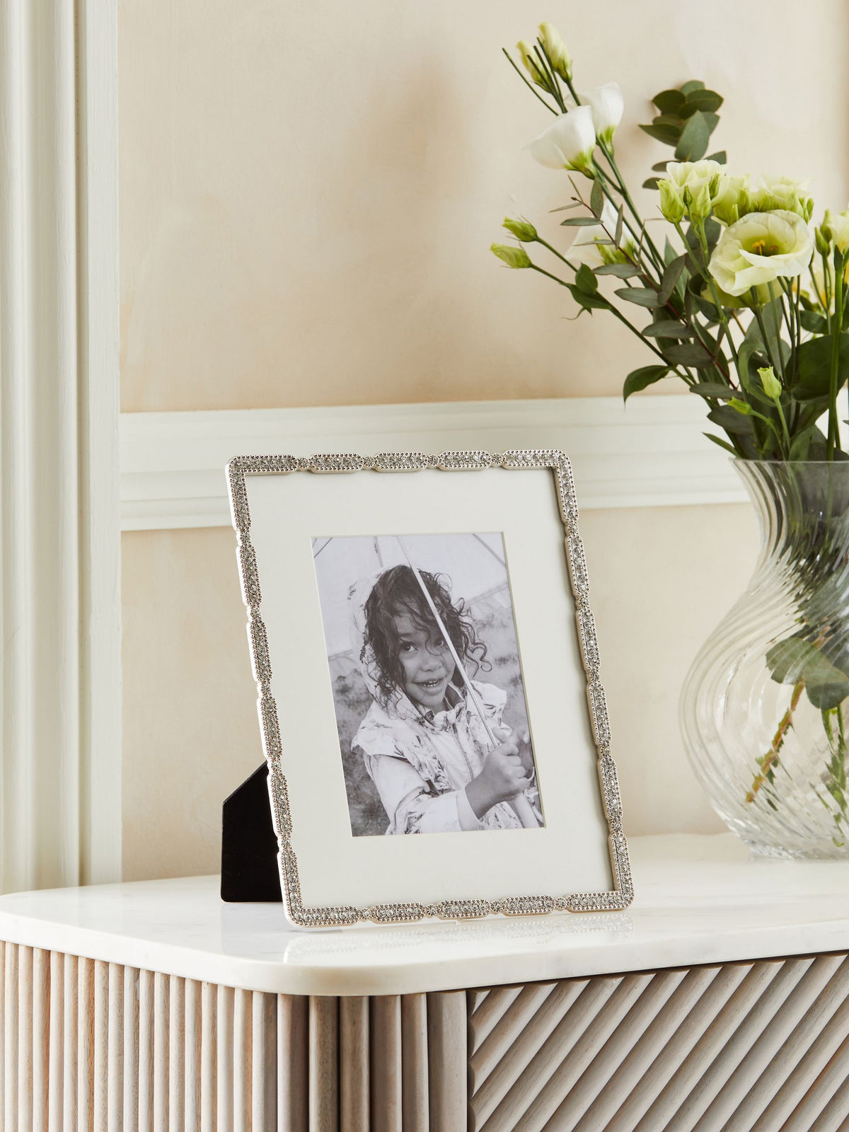 Silver Metal Diamante Photo Frame