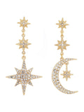 Mood gold tone stars and moon drop earrings, imported from the UK