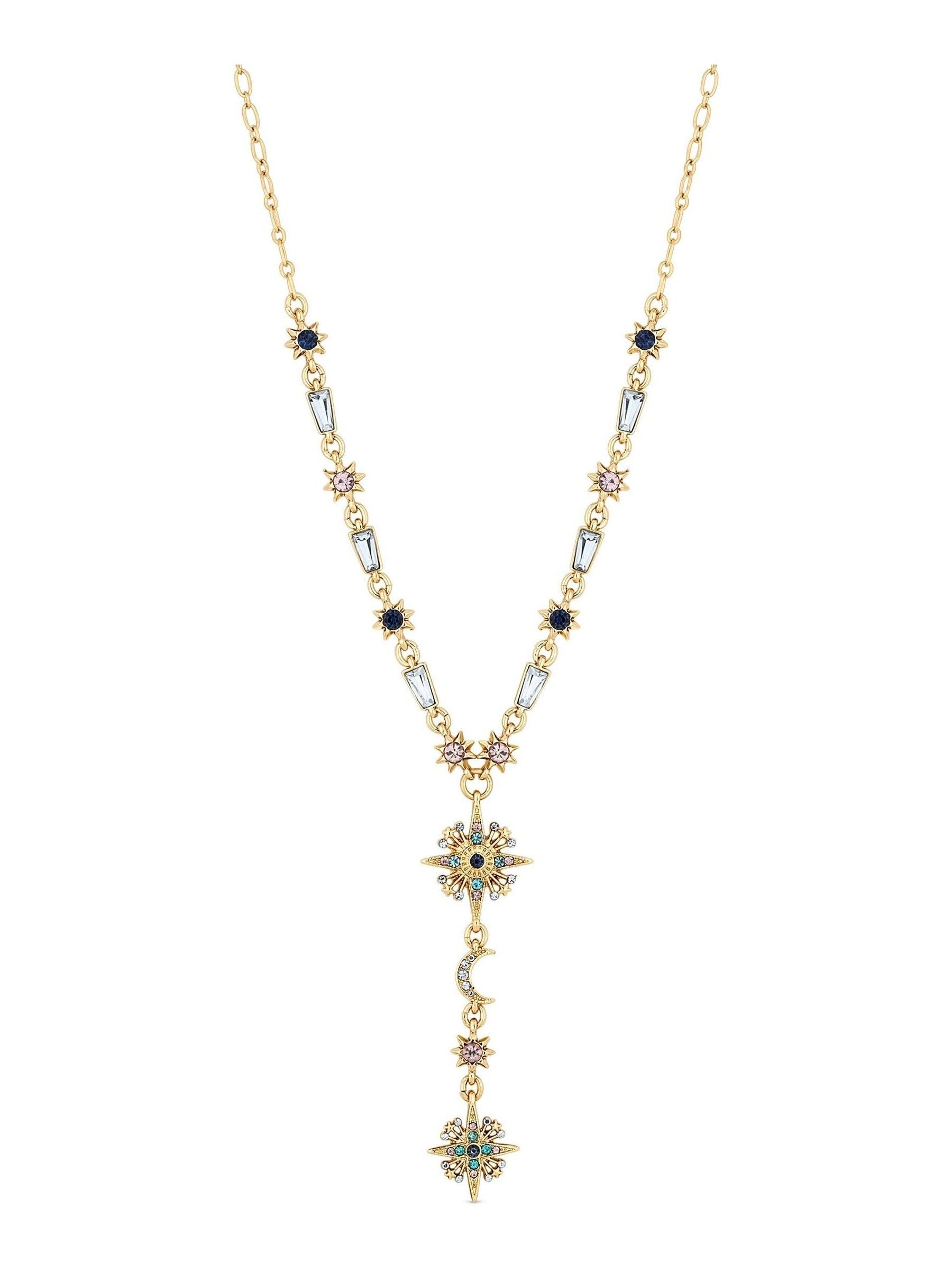 Mood Gold Tone Multi Coloured Fine Celestial Y Necklace