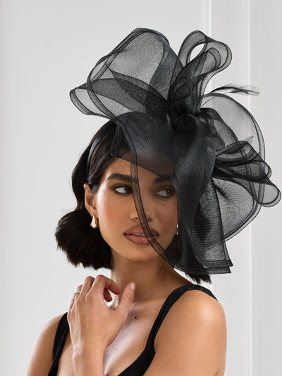 Jon Richard Svart Stor Hatt Fascinator