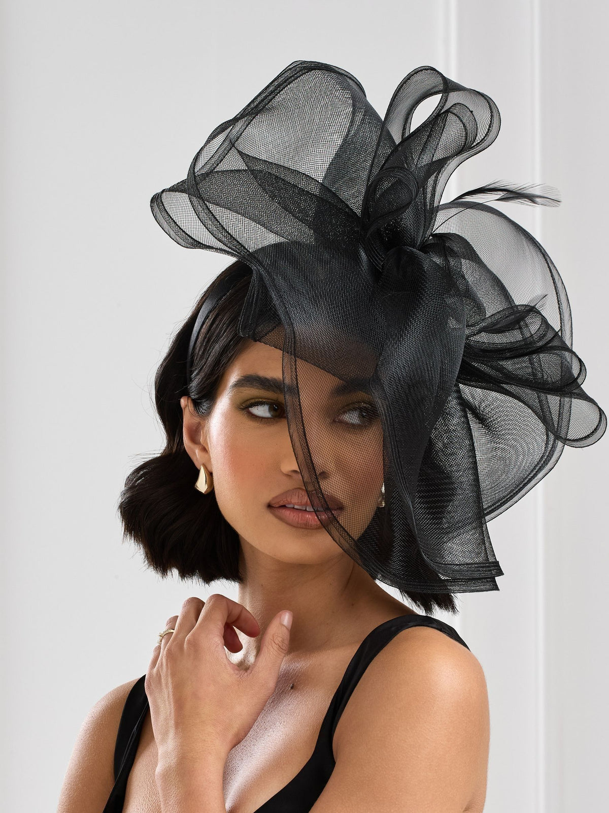 Jon Richard Black Large Hat Fascinator, UK version