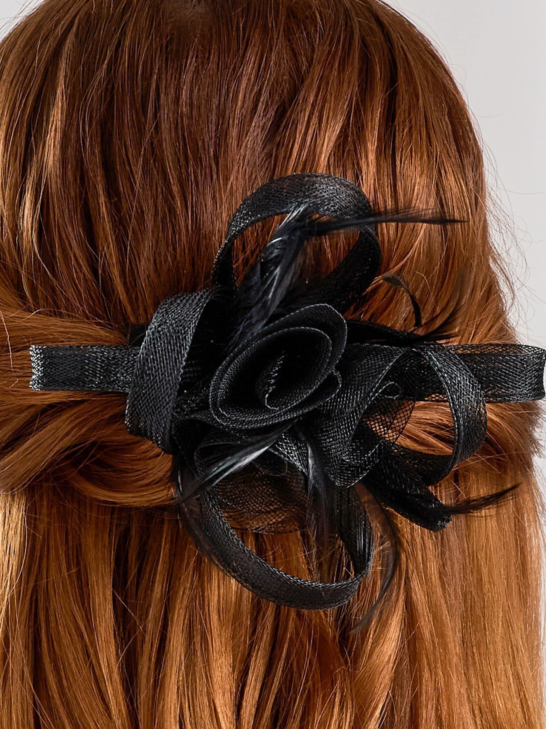 Jon Richard black small fascinator with hair clip, UK version