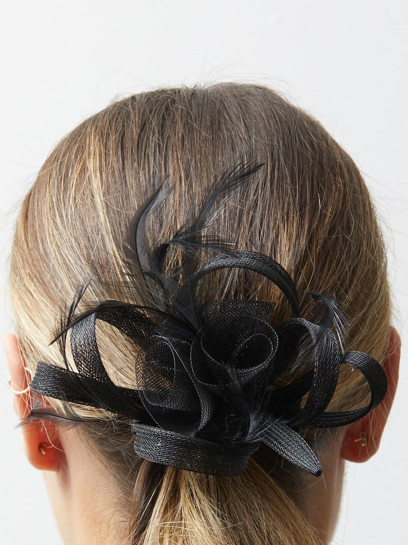 Jon Richard black small fascinator with hair clip, UK version