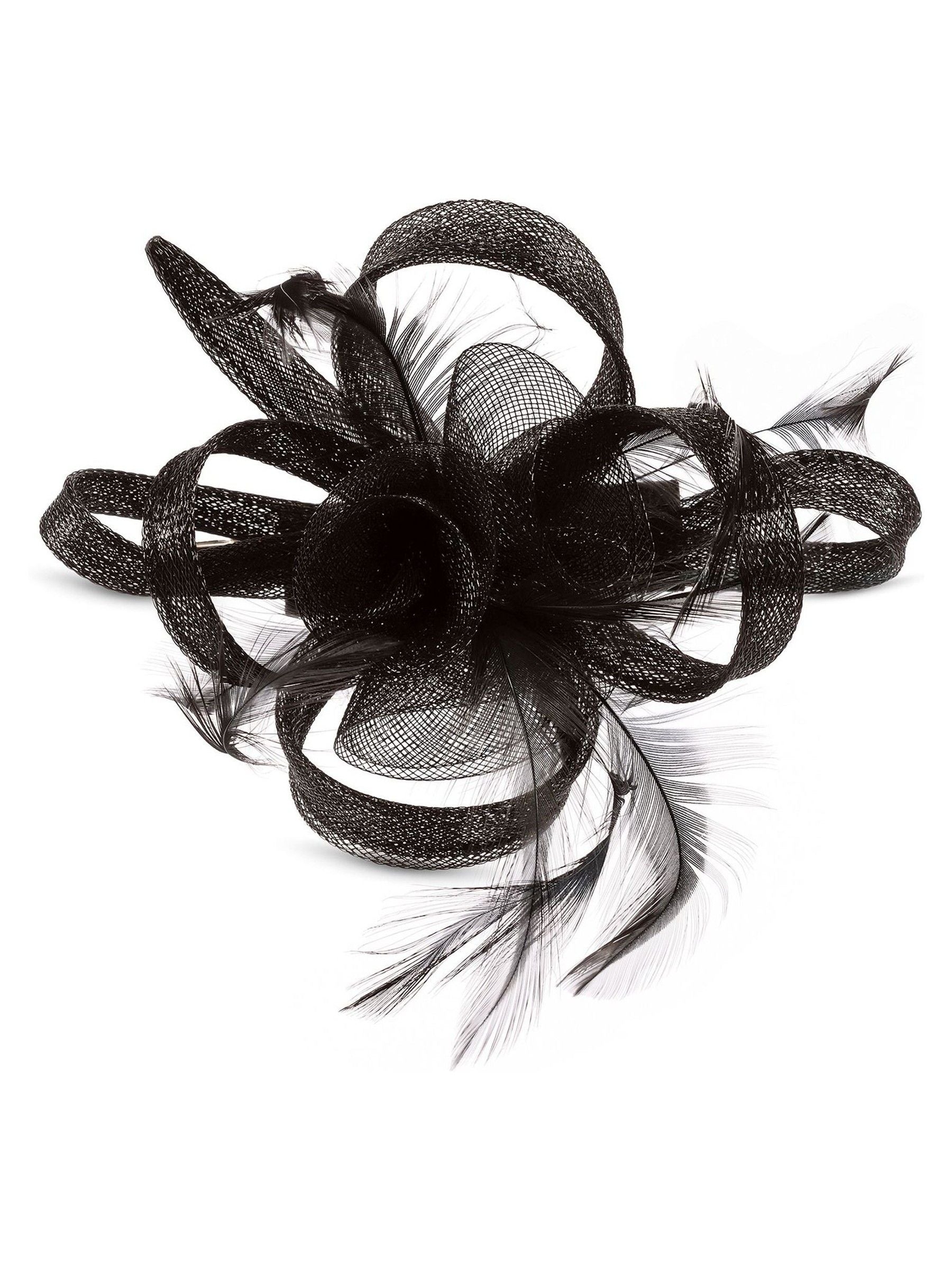 Jon Richard black small fascinator with hair clip, UK version