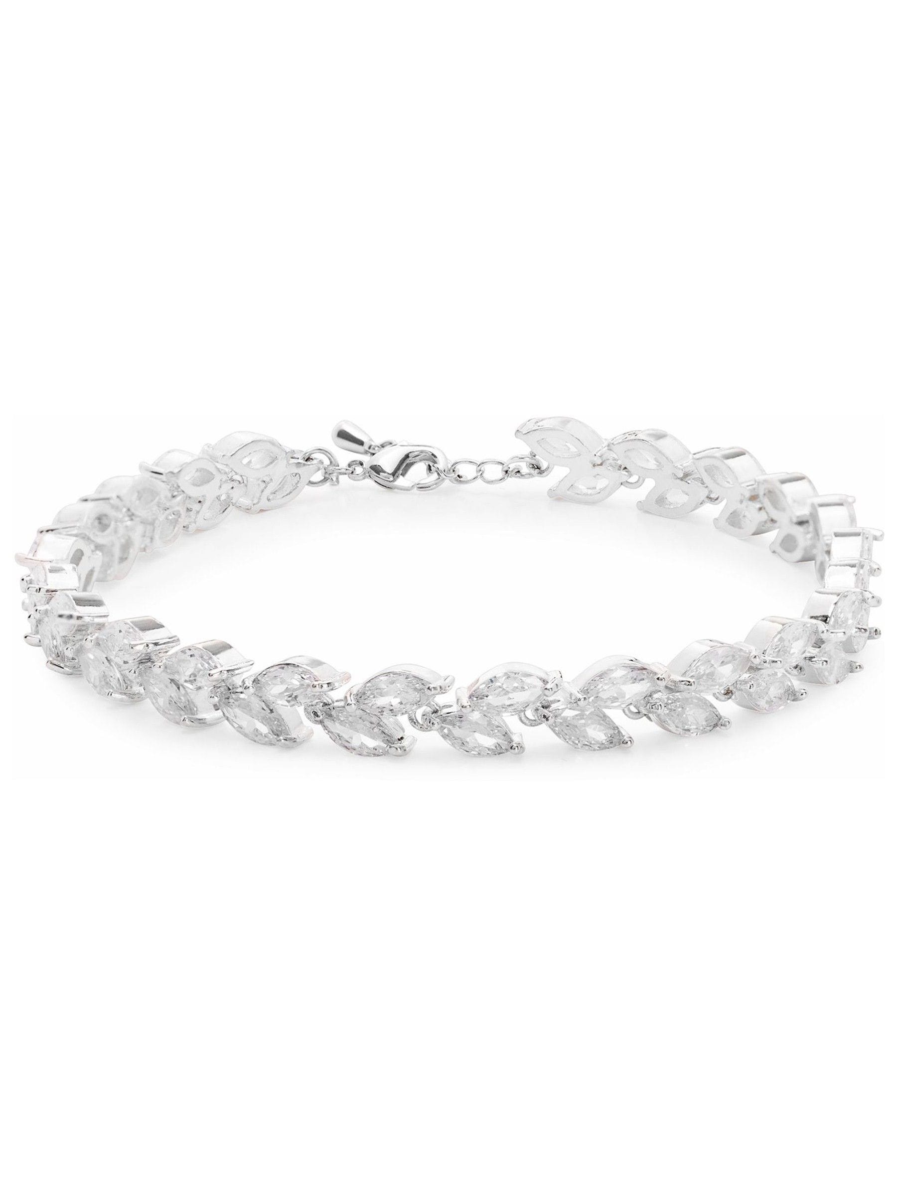 Silver Plated Cubic Zirconia Multi Navette Bracelet