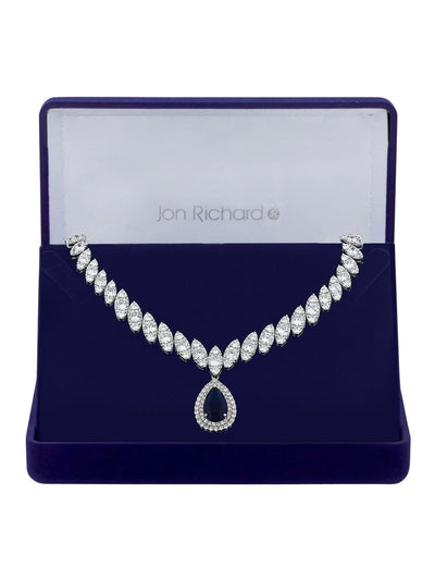 Jon Richard Blue Rhodium Plated Cubic Zirconia Statement Necklace