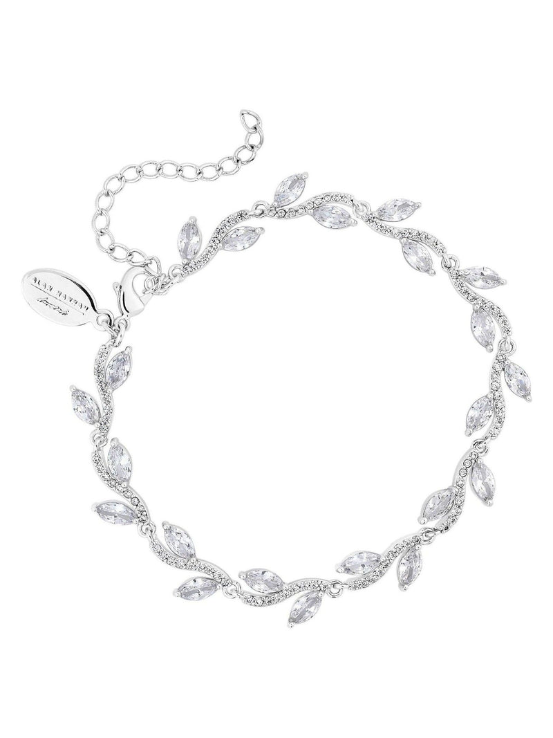 Jon Richard silver tone rhodium plated pave wave leaf bracelet, UK version