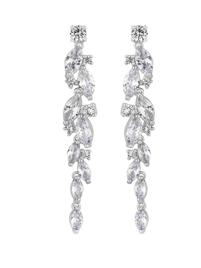 Jon Richard Silver Tone Clear Navette Charlotte Drop Earrings - Silver-Plated Costume Jewellery
