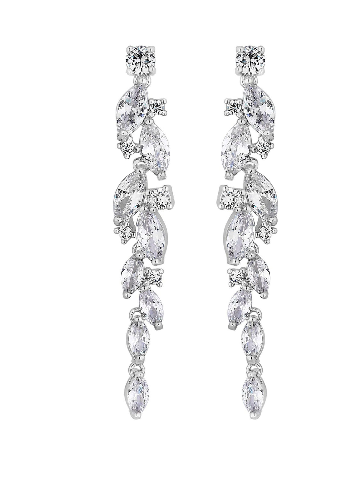 Jon Richard silver tone clear navette charlotte drop earrings, UK version