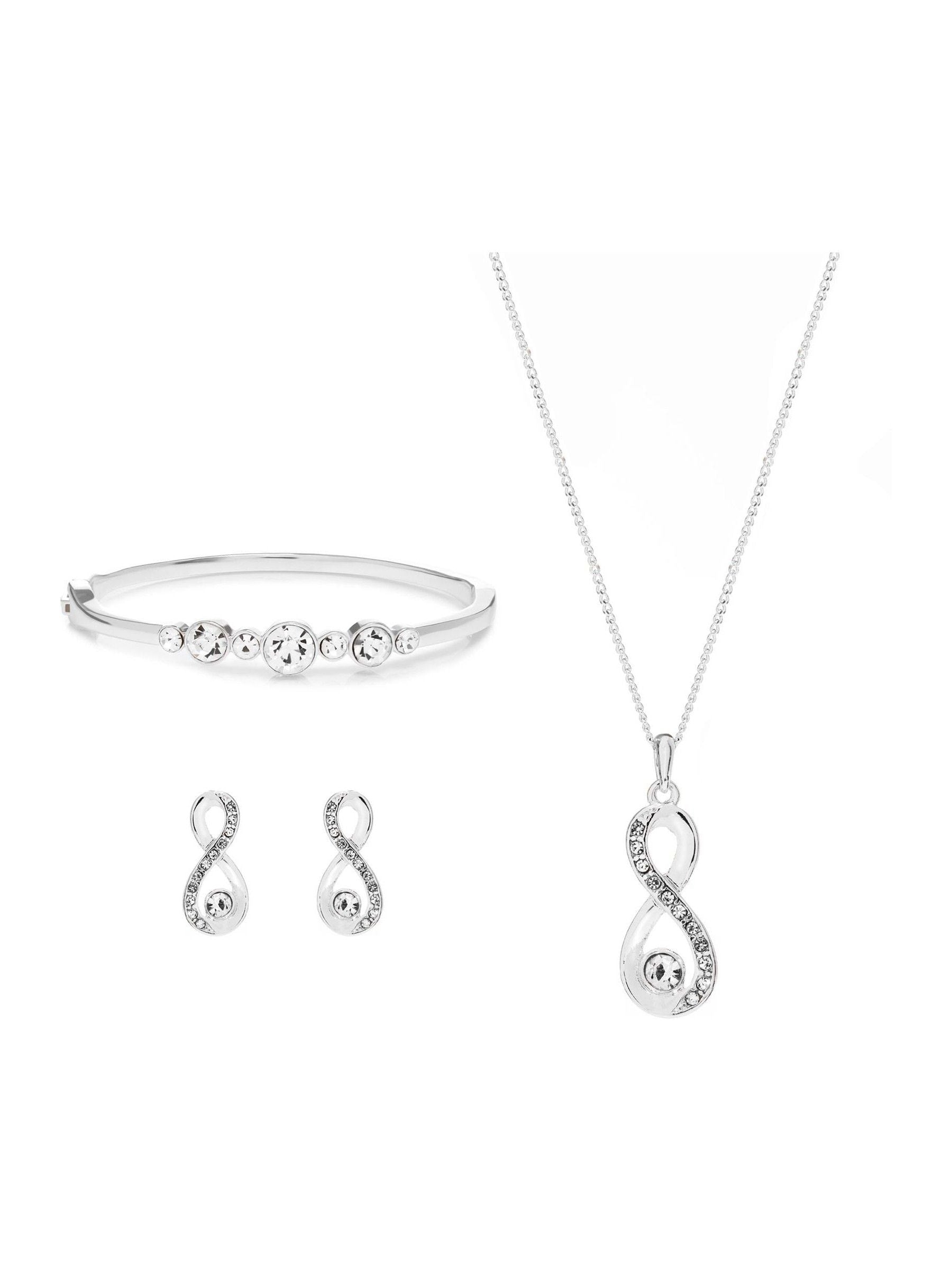 Jon Richard Silver Tone Crystal Infinity Jewellery Set in a Gift Box