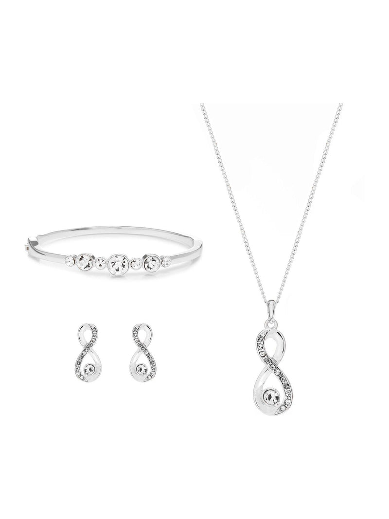 Jon Richard Silver Tone Crystal Infinity Jewellery Set in a Gift Box