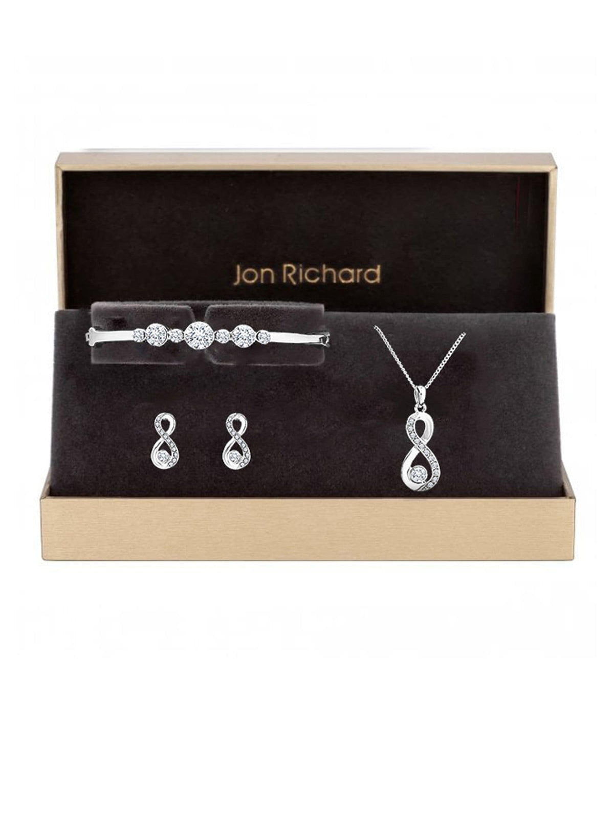 Jon Richard Silver Tone Crystal Infinity Jewellery Set in a Gift Box