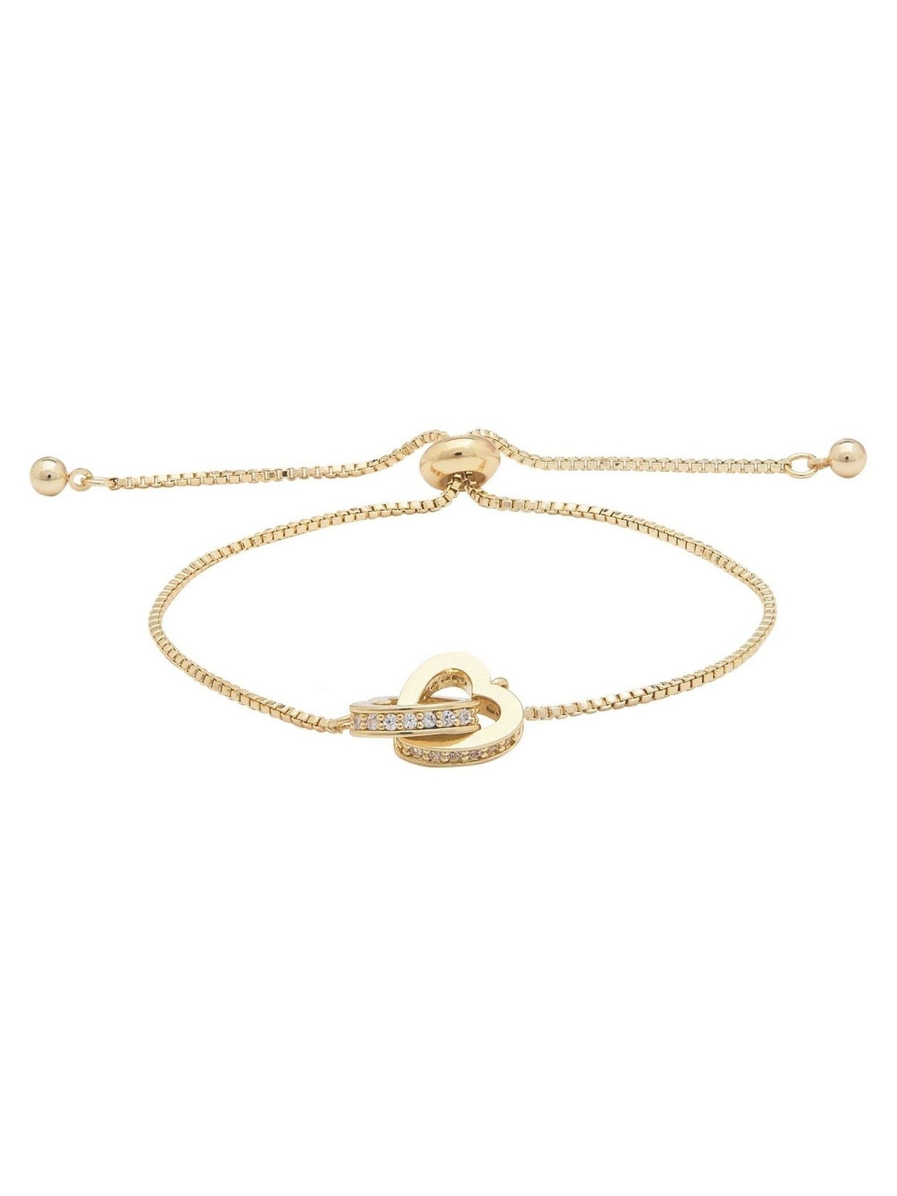 Gold Tone Interlinked Heart Toggle Bracelet
