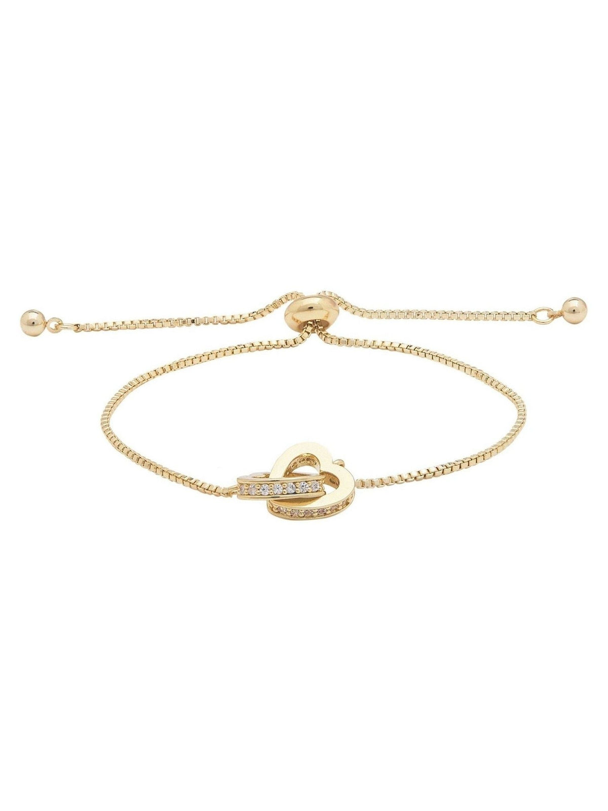 Gold Tone Interlinked Heart Toggle Bracelet