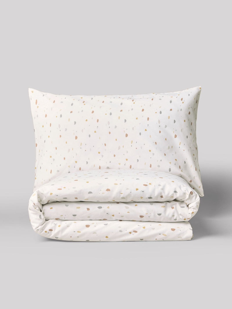 Natural Terrazzo Print Duvet Cover and Pillowcase Set, imported from the UK
