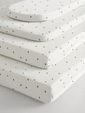 White/Grey Speckle baby fitted sheets 2 pack (British brand)