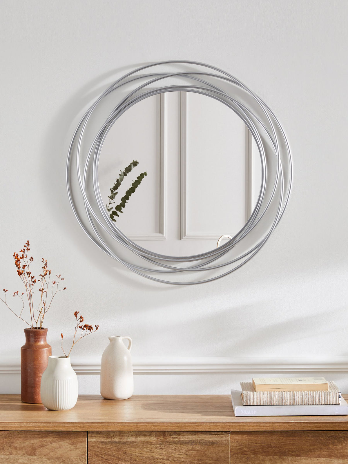 Silver wire wall mirror 60cm (British brand)