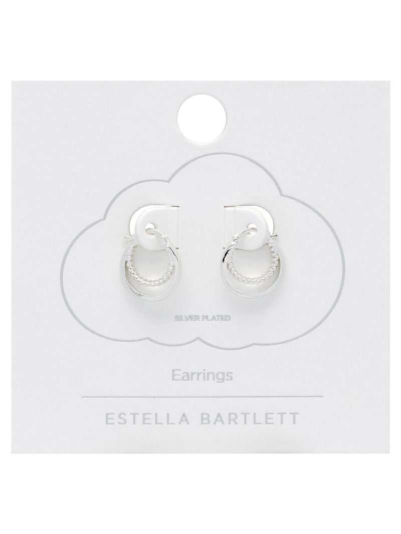 Estella Bartlett Silver Double Twisted Hoop Earrings