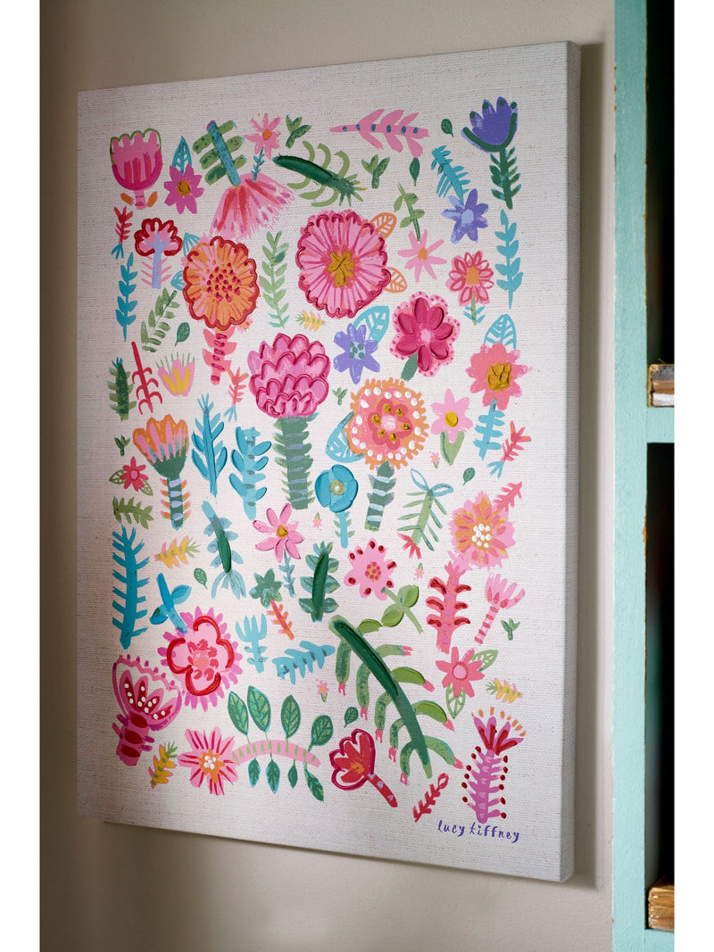 Lucy Tiffney pink and green floral canvas art 42cm x 59.5cm, UK version