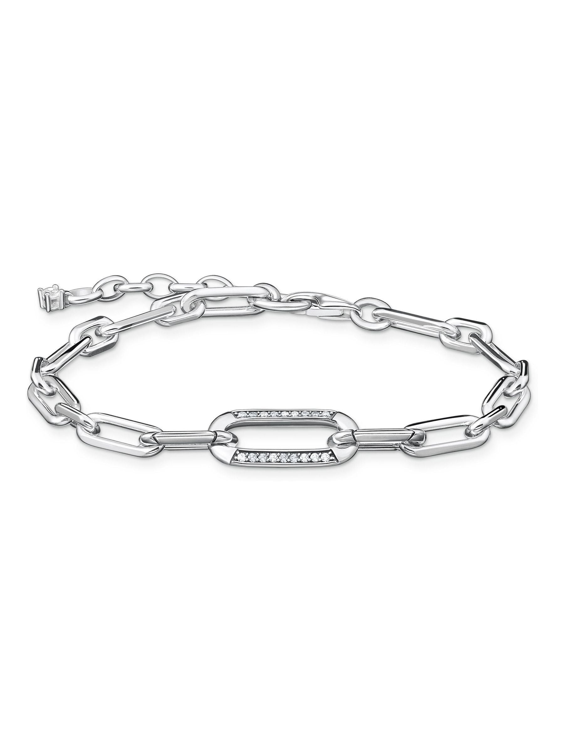 Thomas Sabo white chunky chain and zirconia bracelet 16-19cm (British brand)