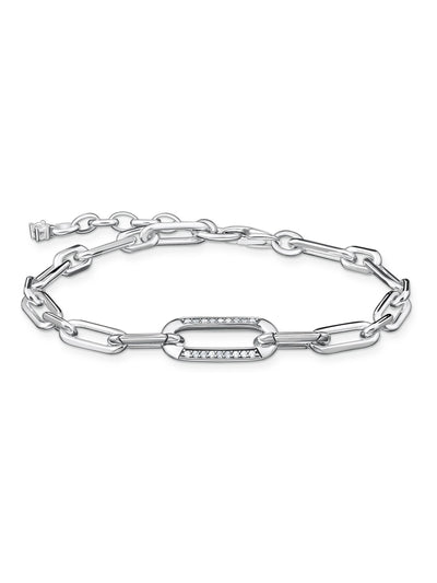 Thomas Sabo White Chunky Chain and Zirconia Sterling Silver Bracelet 16-19cm