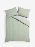 Green sage textured embossed duvet cover and pillowcase set, UK version