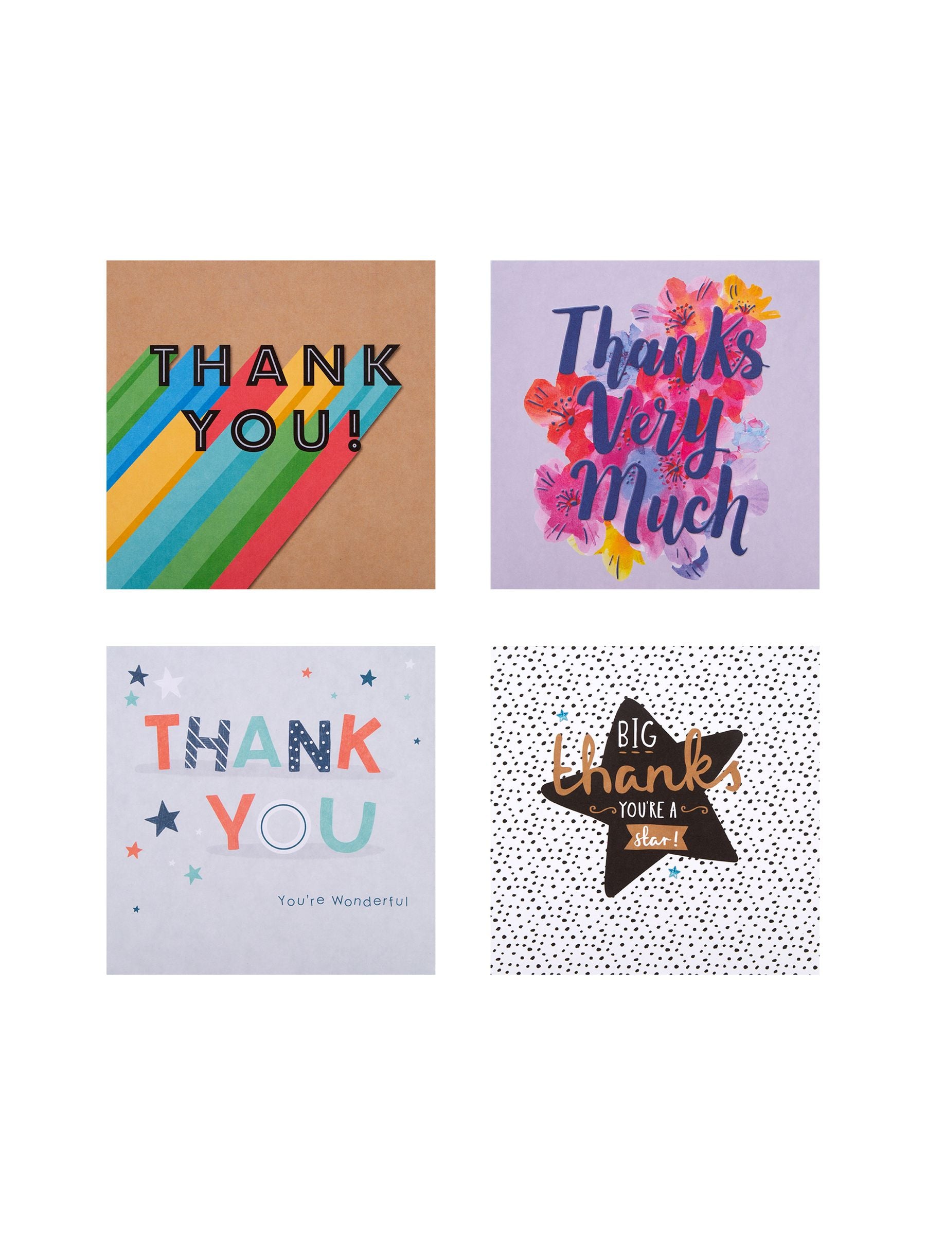 Hallmark thank you cards 4 designs 20 pack square, UK version