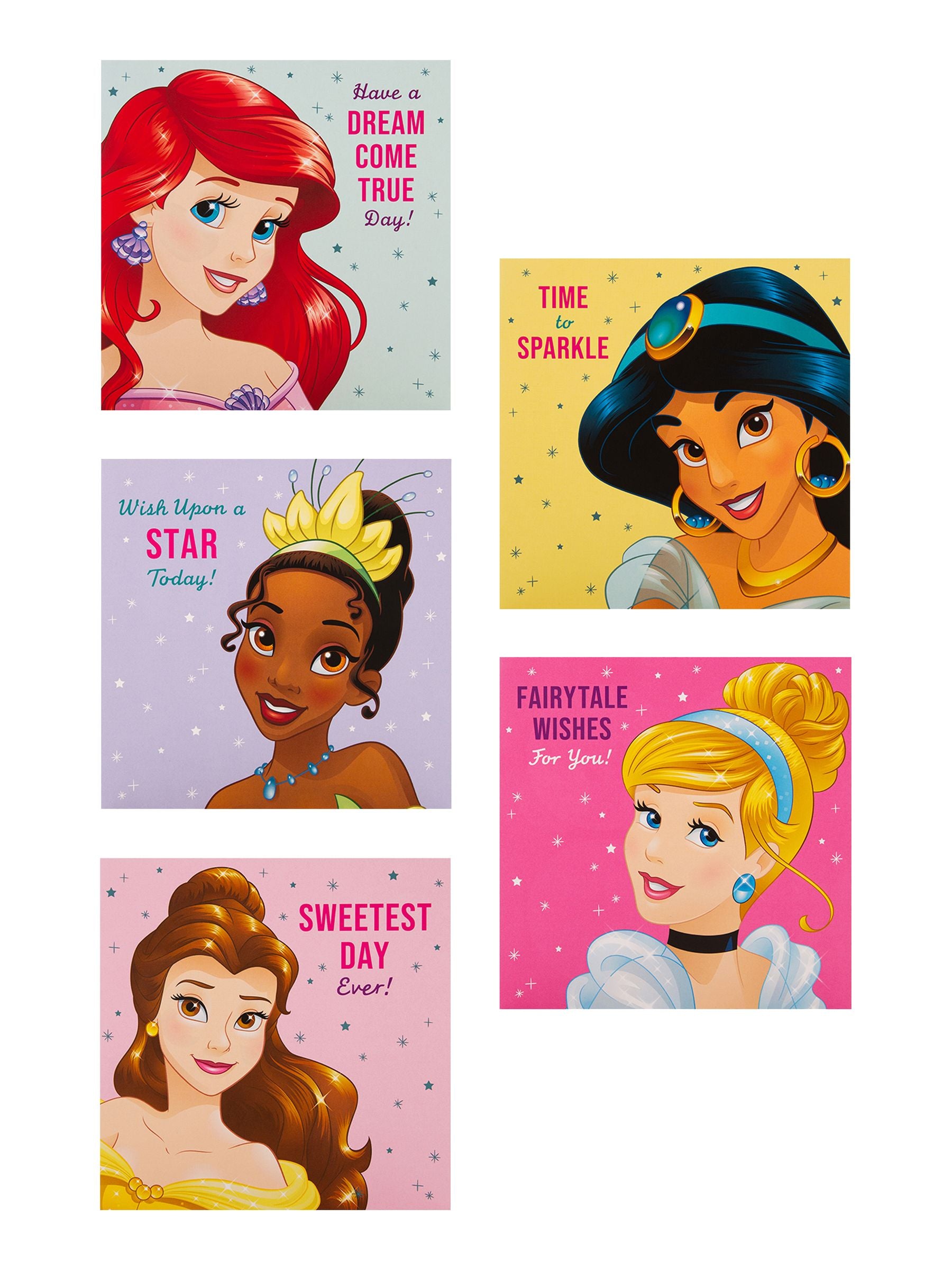 Hallmark Pink 10 Pack Birthday Cards In 5 Disney Princesses Designs