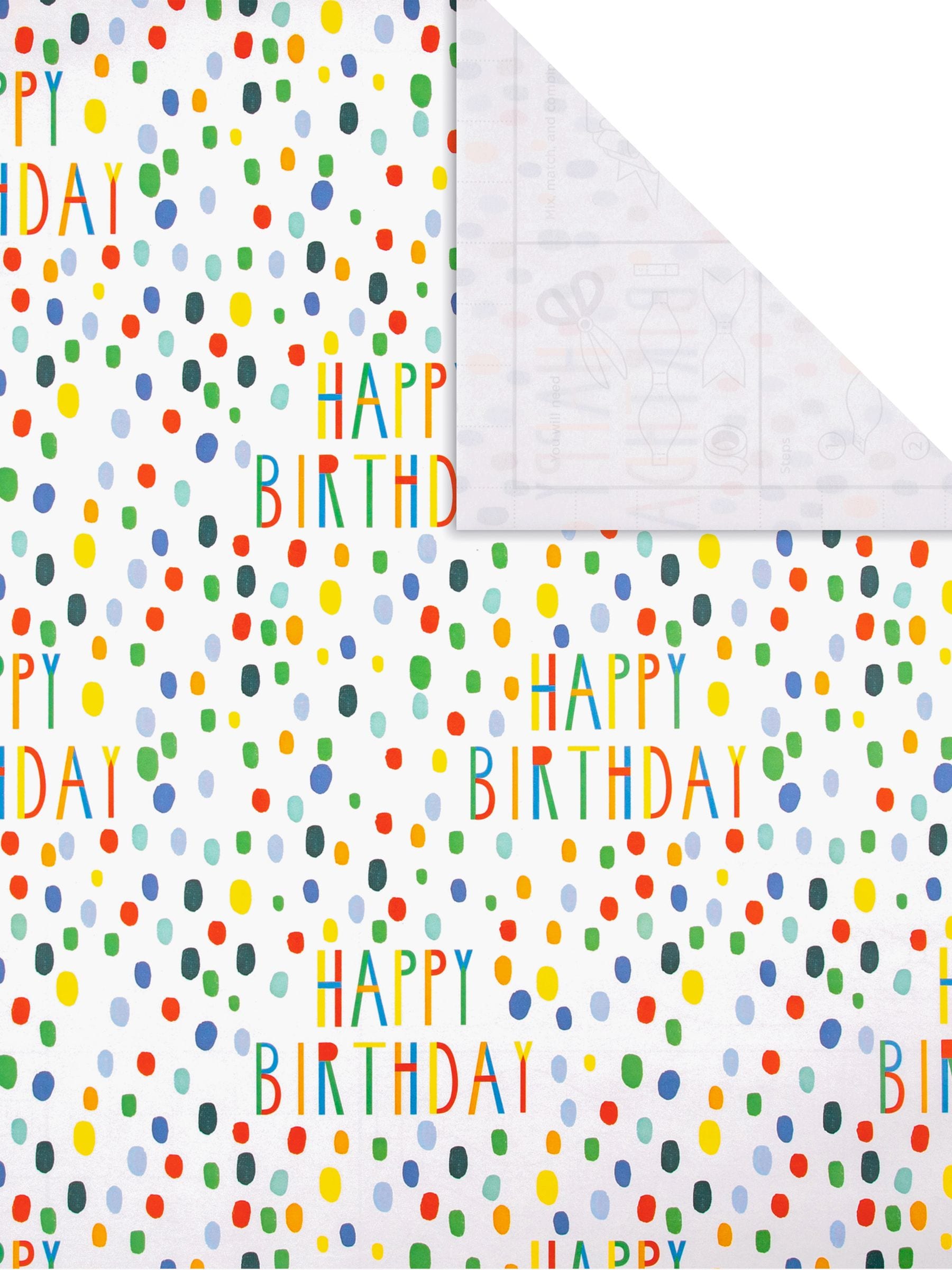 Hallmark White 6M Pack of 3 Birthday Wrapping Paper