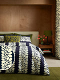 Orla Kiely space blue Sycamore Stripe duvet set, imported from the UK