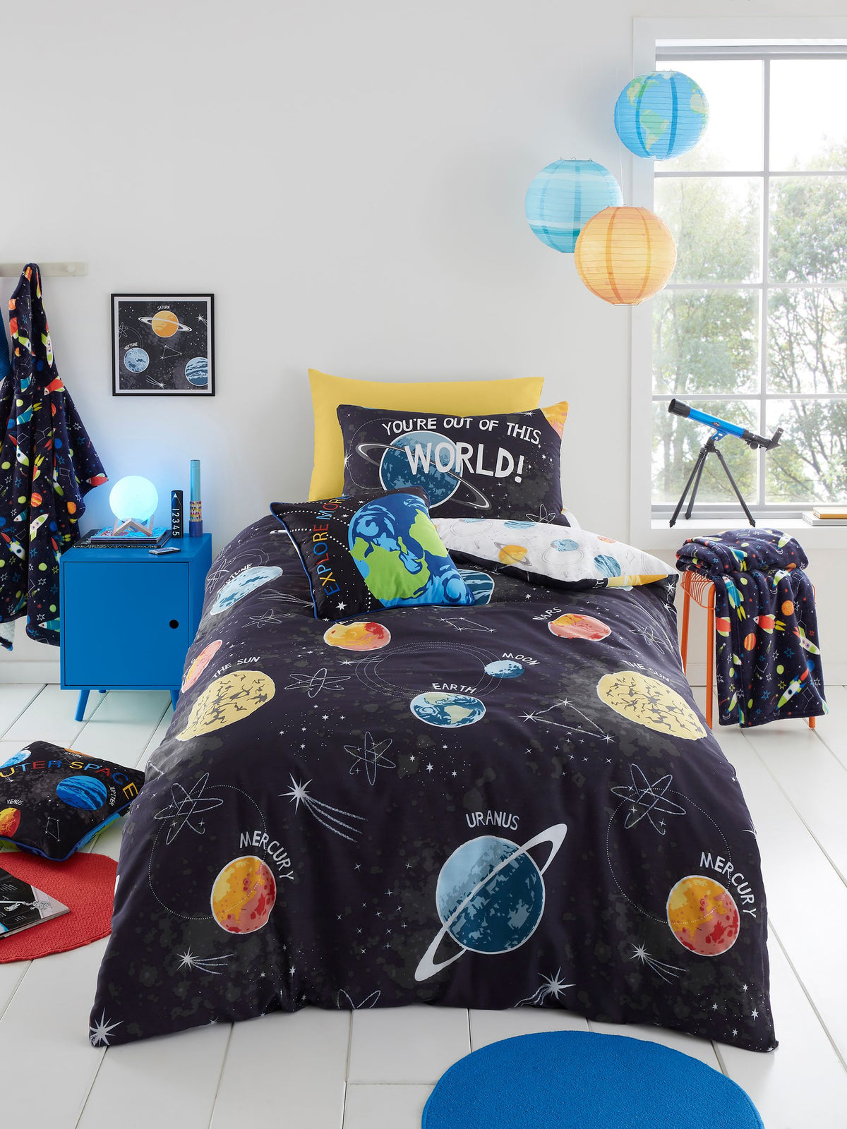 Bedlam glow in the dark space duvet cover set - British product